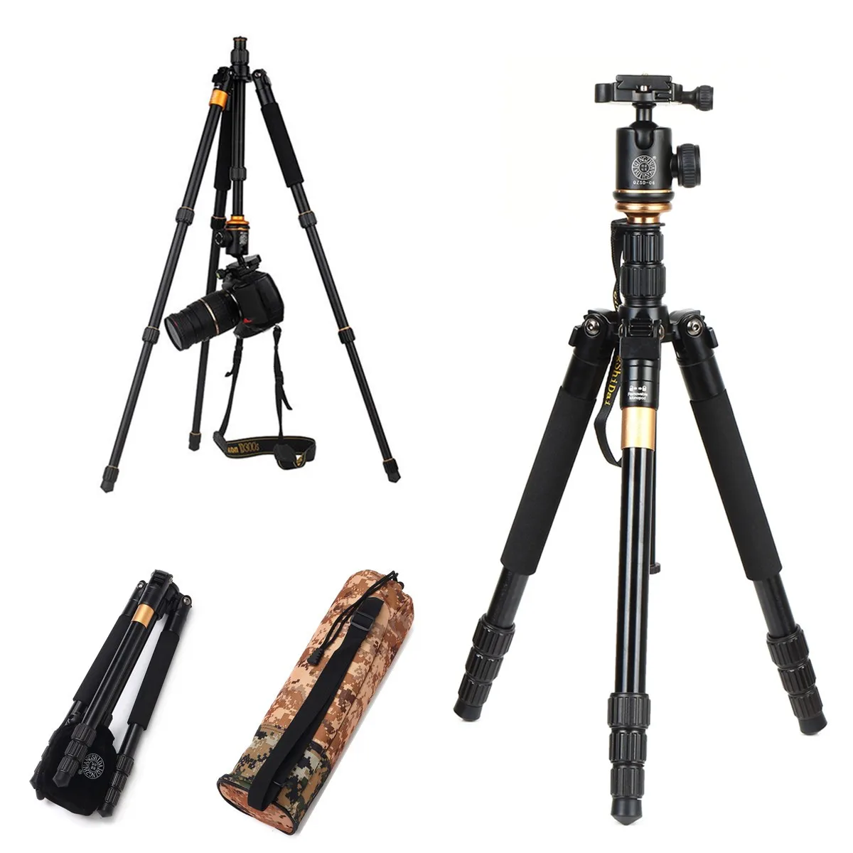 

Q999S Travel Tripod 1440mm Aluminum Professional Camera 36cm Tripod with Ball head Monopod Q9S Kit Portable Travel Tripod