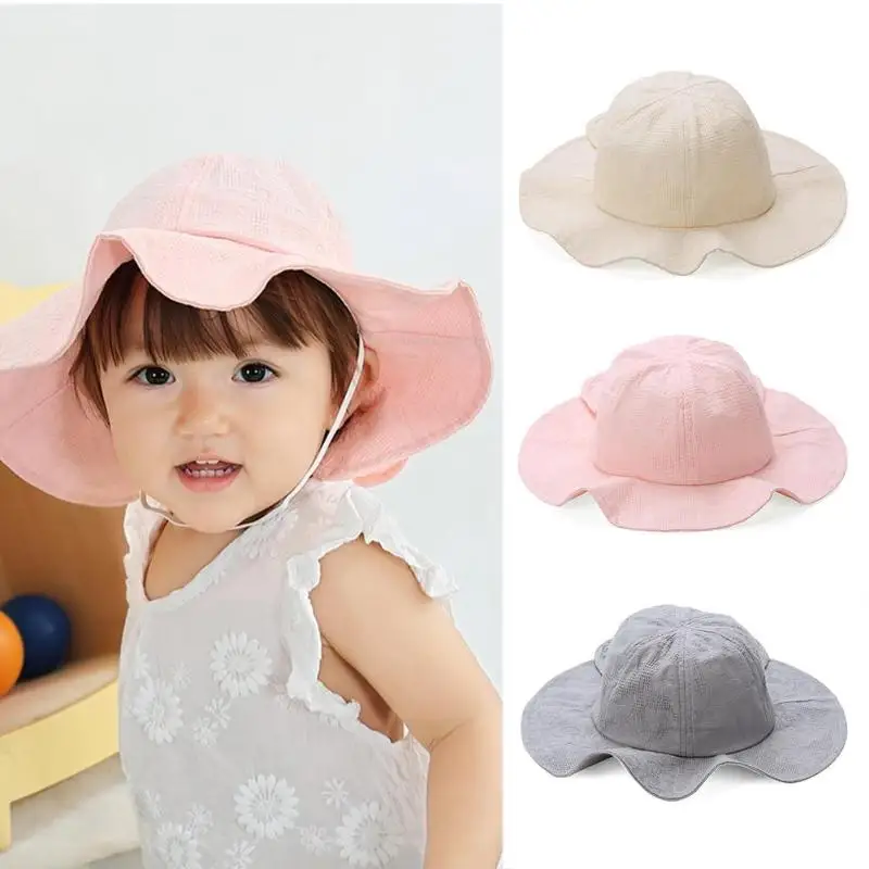 

1pcs Baby Hat Summer Beach Sunshade Cap Lovely Bow Elastic Band Baby Hat Summer Beach Sunshade Cap Fisherman Hats