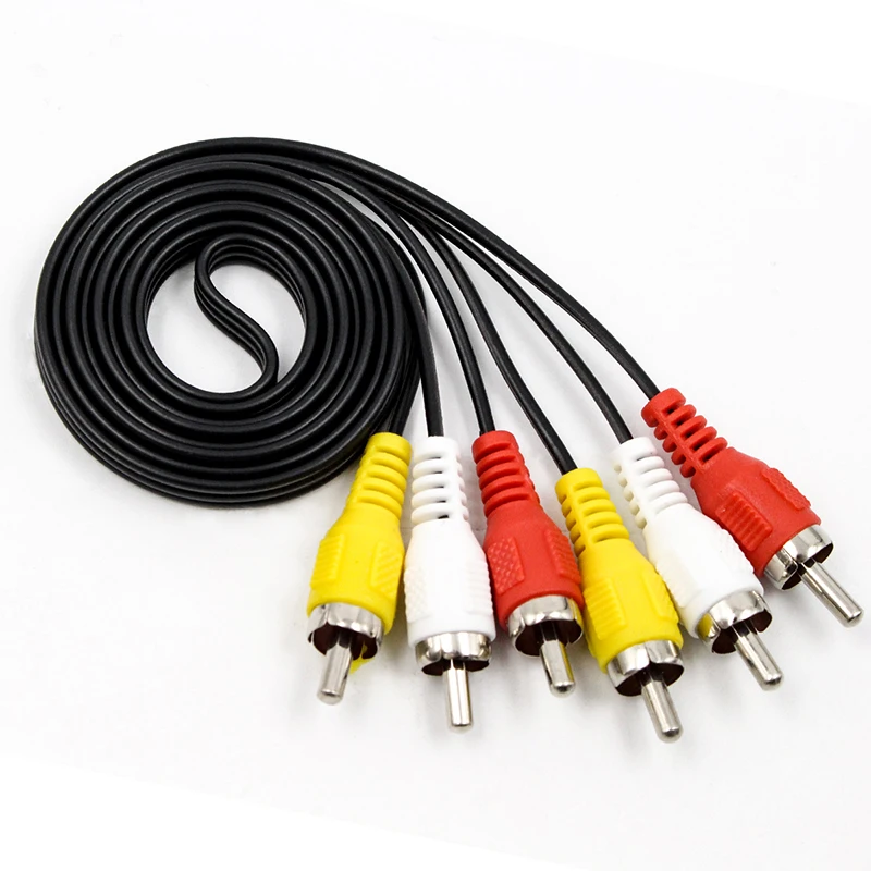 5pcs Av To Av Cable 3 Rca Male To 3 Rca Male Audio Video Av Cable Plug Free Shipping - Transmission & Cables AliExpress