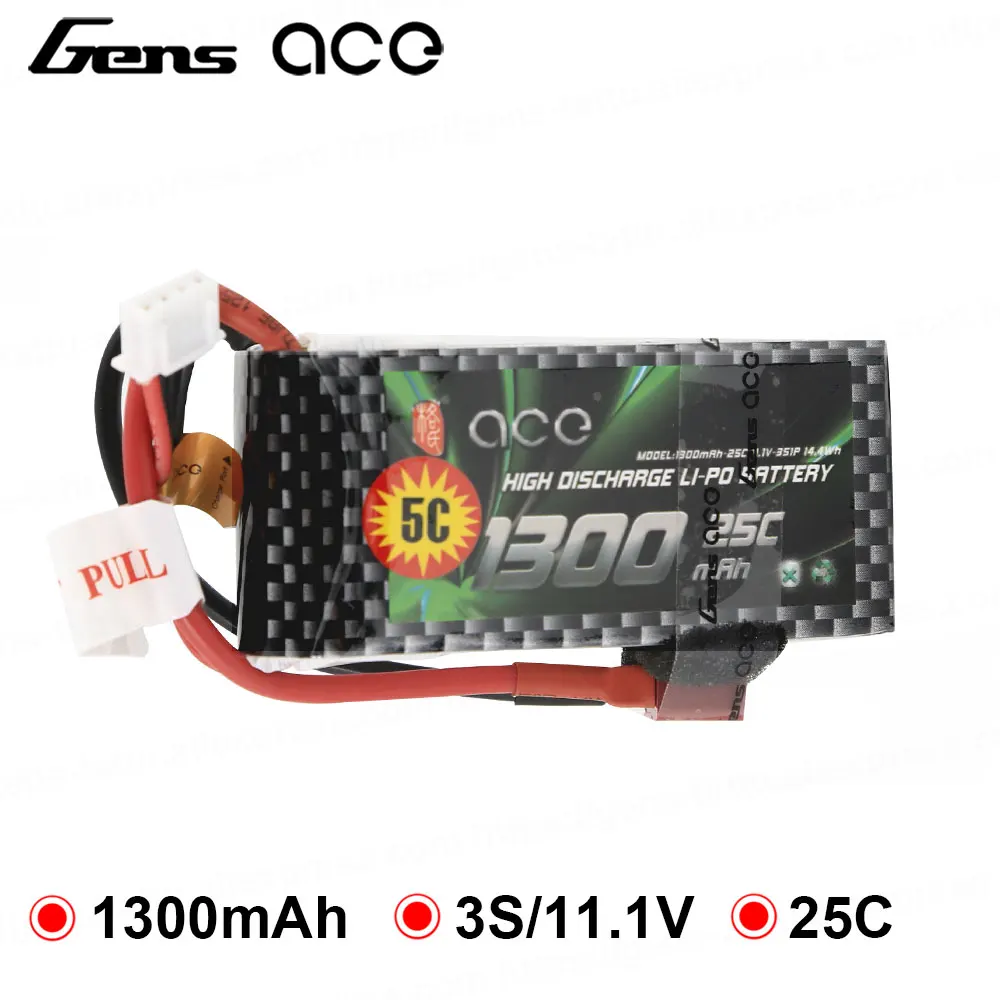 Gens ace Lipo Battery 11.1V 1300mAh Lipo 3S 25C RC Battery Pack Deans Plug for RC Helicopter RC Plane Famous Brand High Quality
