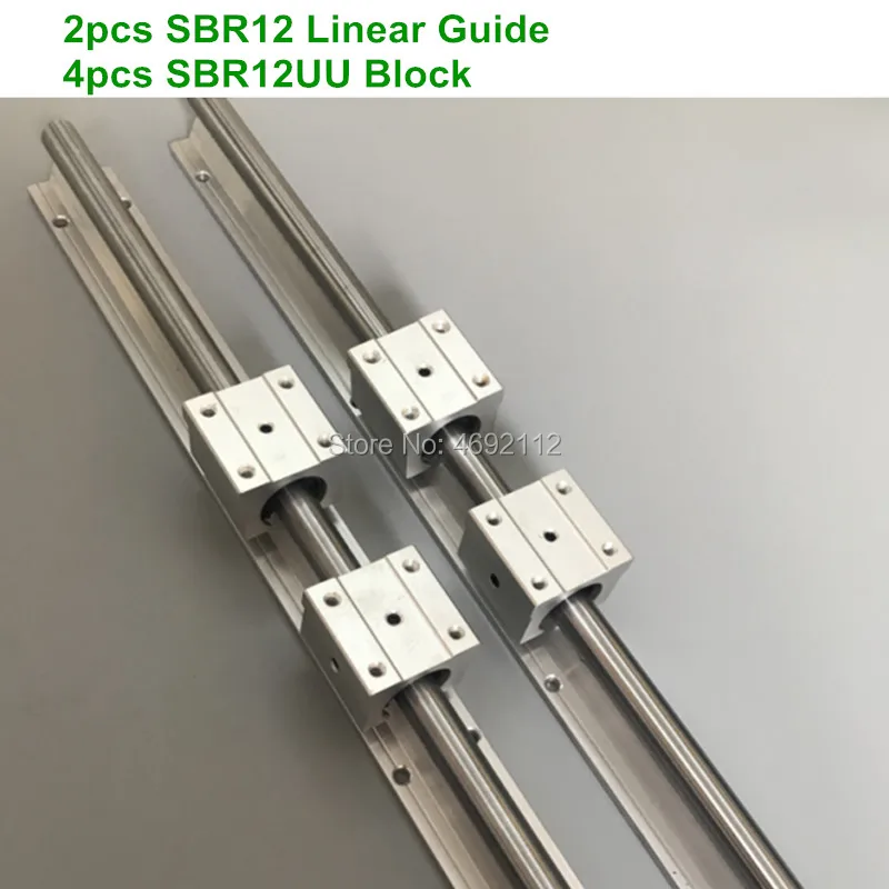 

2pcs SBR12 200 250 300 350 400 450mm Fully Supported Linear Rail Slide Shaft Rod With 4pcs SBR12UU Bearing Block for cnc parts