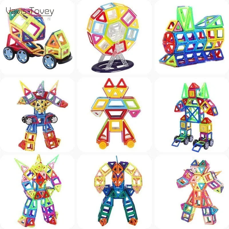 Vavis Tovey 77PCS Magnetic Building Blocks Mini free sticker Magnet Designer Construction sets Toys Kids brithday gifts | Игрушки и