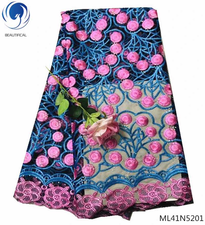 

Beautifical french net lace fabrics with stones 2019 french tulle lace fabrics african laces dress for women 5yards/lot ML41N52