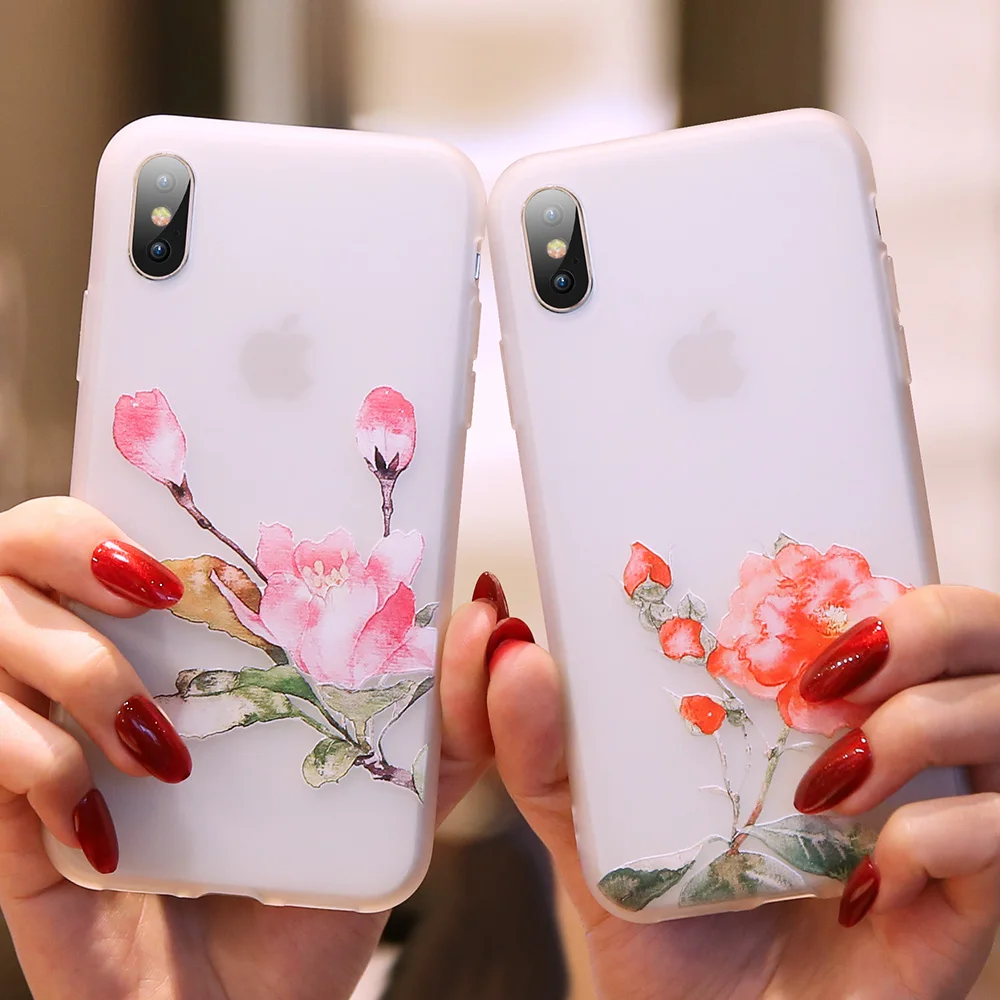 KISSCASE 3D Рельефный цветочный чехол для телефона iPhone 6 S 7 8 Plus девочки из силикона ТПУ