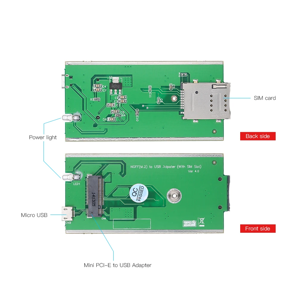 Новый беспроводной NGFF(M.2) ключ B к USB адаптеру со слотом для SIM карты модуля WWAN/LTE/4G