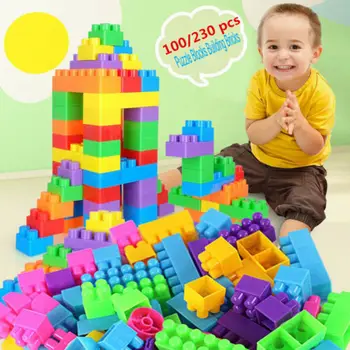 

Funny Plastic 100Pcs Building Blocks City DIY Creative Bricks Educational Toy Gift For Child D Interconnecting Blocks