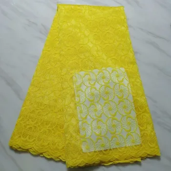 

Luxury african lace fabric high quality french guipure lace fabric 2018 new arrival sequins lace fabric for party Yellow pink