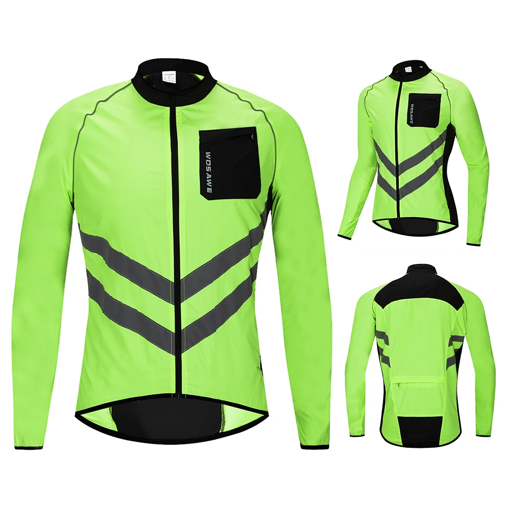 Men's Windproof Cycling Jacket Highly Visible Reflective Bike Bicycle