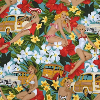 

White flower car Monroe reactive dyeing stretch cotton fabric for summer dress telas por metros tissu au metre vestido DIY tela