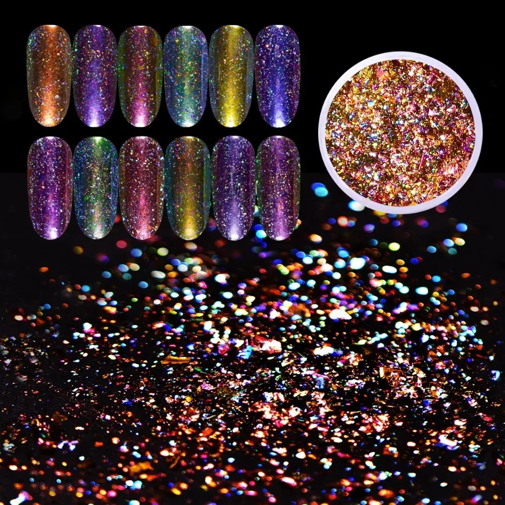 Блеск для ногтей BeautyBigBang 0 1 г 12 цветов блестящий Звездный порошок дизайна