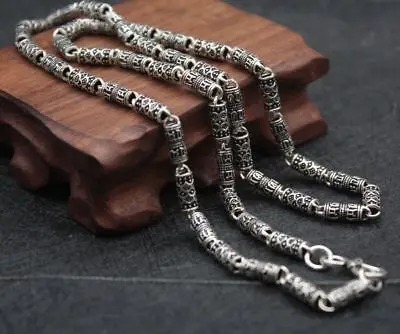 

New Pure 925 Sterling Silver Necklace 4.5mm Round Tube Bead Link Chain Necklace