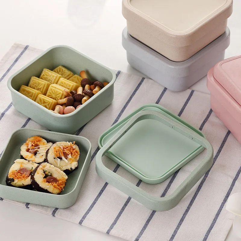 Portable Bamboo Fiber Lunch Box Bento Box Health and Safety 800-1000ML Microwaveable Food Box Leak-Proof Food Container