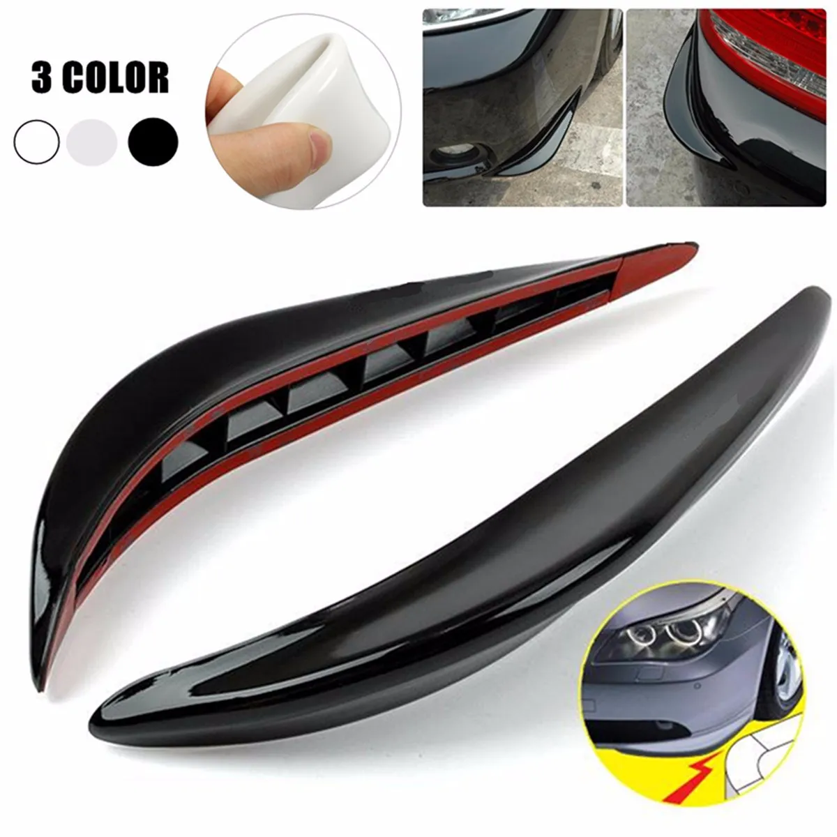 1Pair Universal Rubber Car Bumper Corner Protector Stickers Guards