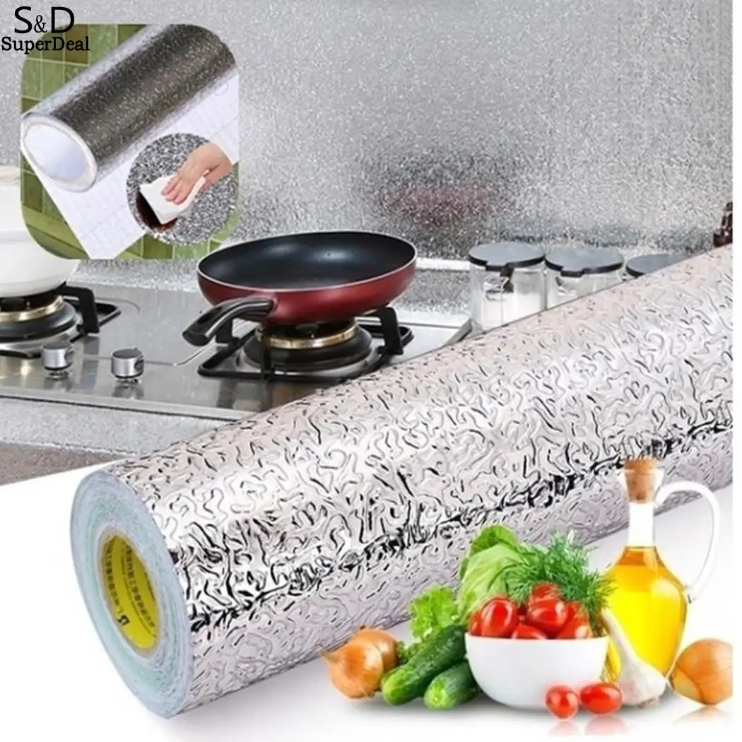 

Home Kitchen Self-adhesive Aluminum Foil Brick Decoration, Proof, Antifouling Stove Wall Oil Proof Decal