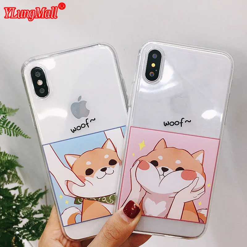 

Japan Cute Shiba Inu Pattern Soft Case for iPhone Xs Max Coque for iPhone Xr X 6 8 6s 7 Plus Cover Capa