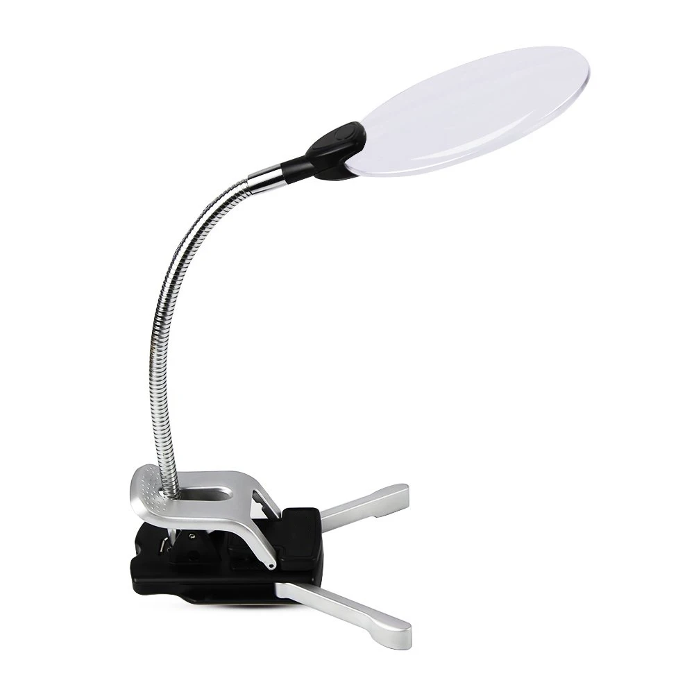 Увеличительное стекло светодиоды, лупа в ручном режиме с стойка для лампы регулируемый стол настольный зажим на освещенной лупа для чтения
