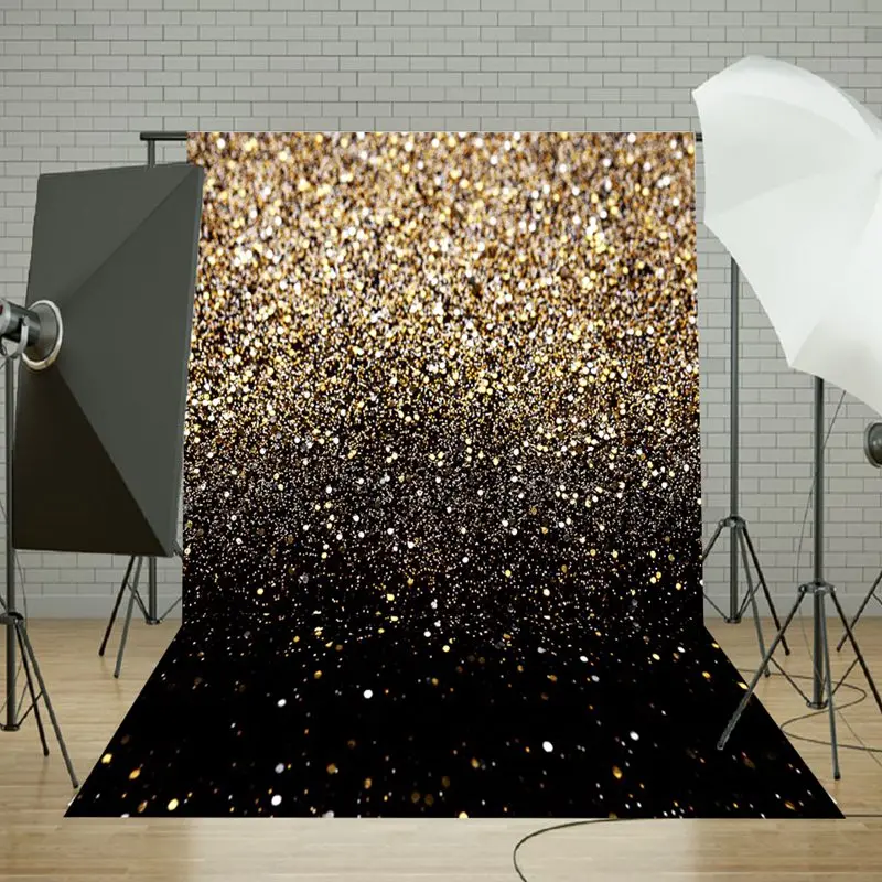 

Freya 50x210cm Vinyl Party Glitter Black Gold Dot Fotografia Photo Studio Backdrop Photography Background 5x7ft For Studio Photo