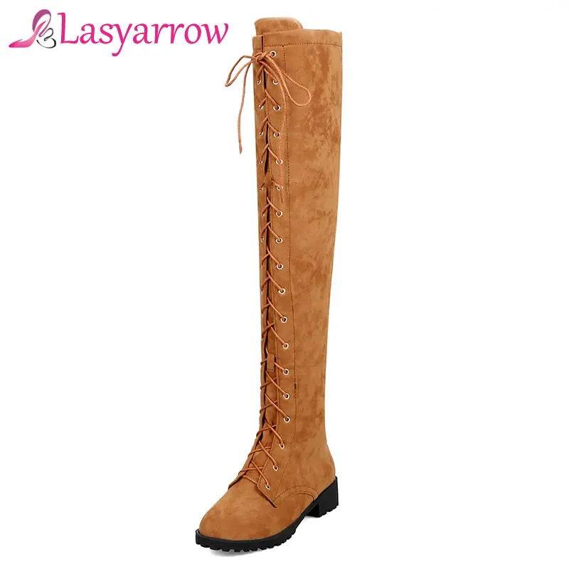Женские высокие сапоги Lasyarrow черные красные повседневные уличные выше колена на