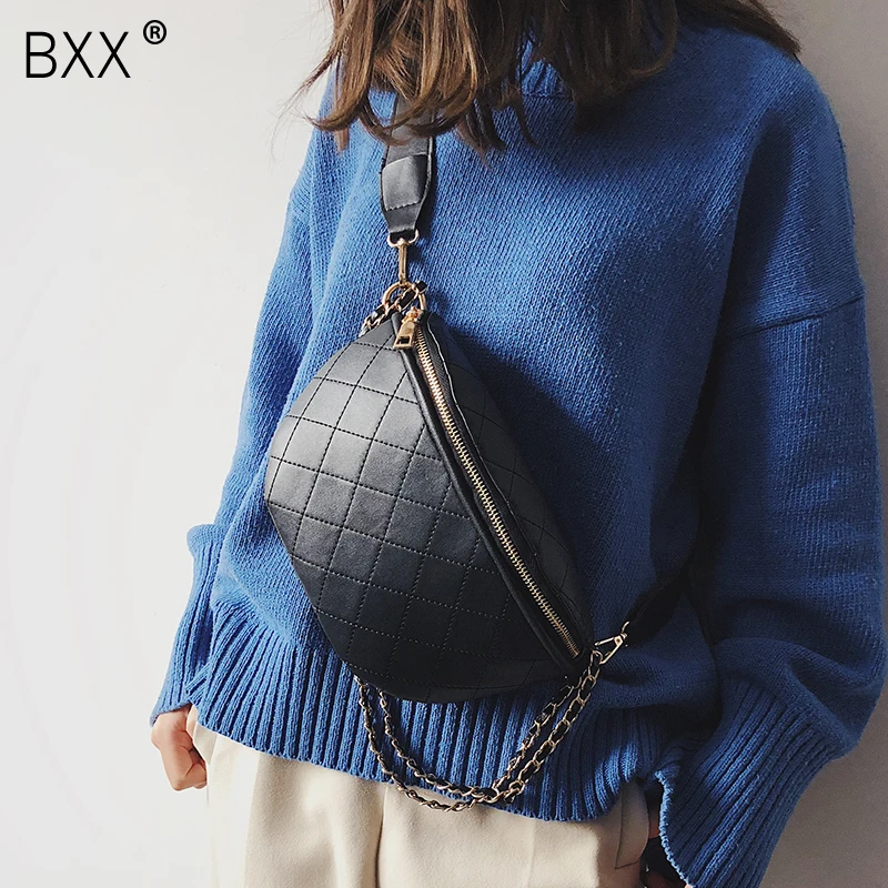

[BXX] 2020 Fashion Women's Crossbody Bag Waist Chest Bag Female All-match Tide Diamond Lattice Pocket Single Shoulder Bags HE656