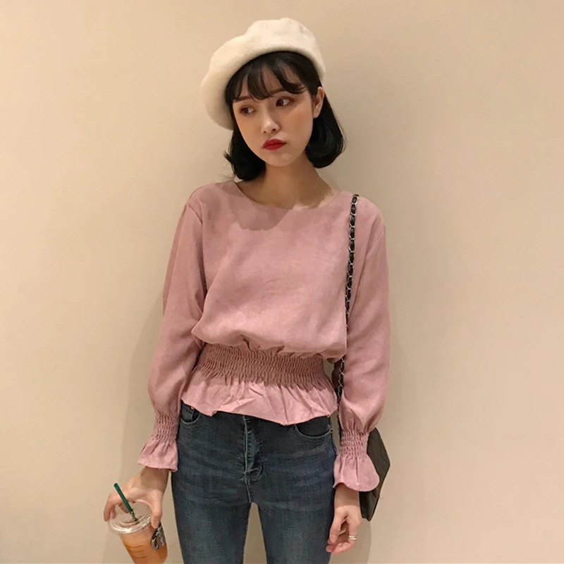 

autumn clothes sweet preppy style Women's Clothing Blouses shirts women 2018 new Slim fit Female tops fashion vestidos femininos