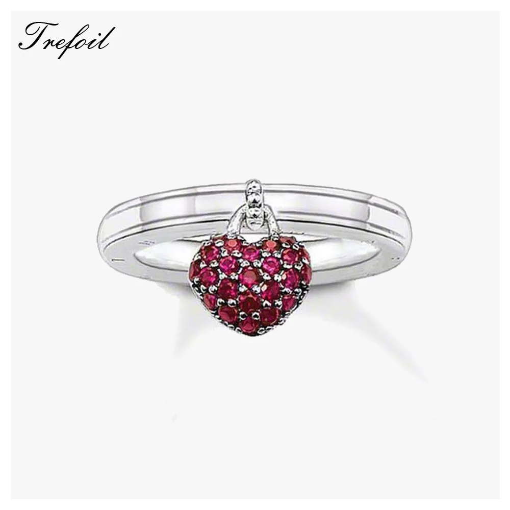 

Red Heart Wedding Eternity Rings,925 Sterling Silver Zircon Pave Fashion Jewelry Trendy Gift For Women Girls 2018 New