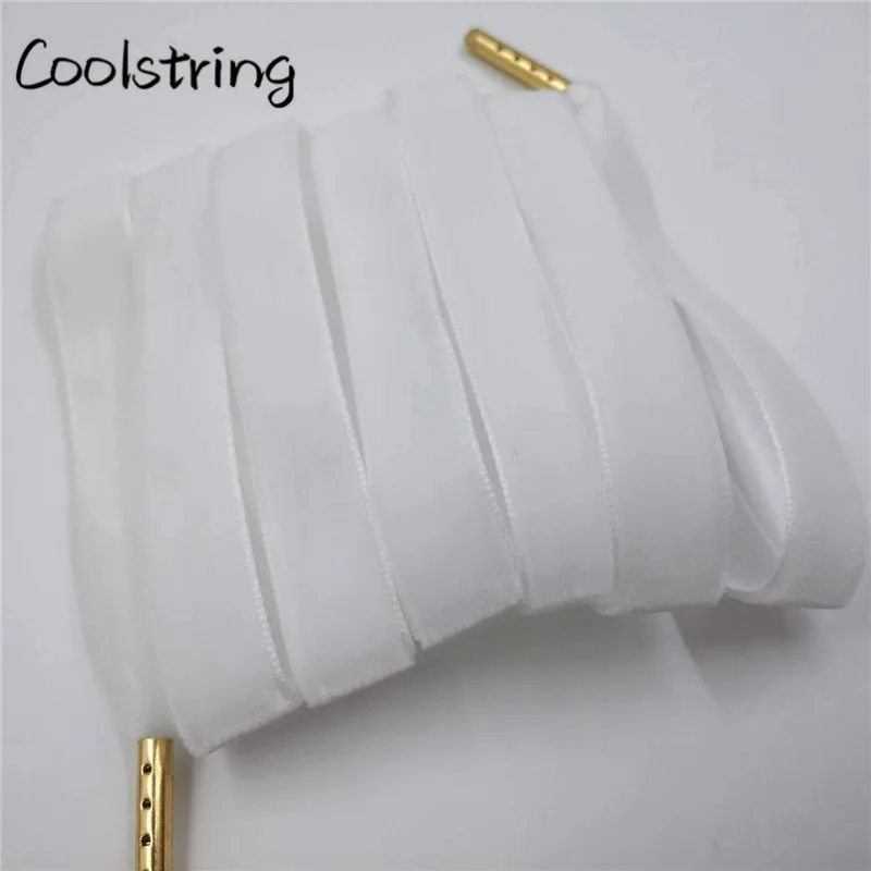 Coolstring New Flat Single Side Velvet Shoelaces Fantastic Nylon Shoe Laces With Metal Tips Sneaker Sport Bootlaces Shoestring
