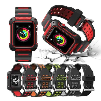 

Sport Silicon Apple Watch Band Series 4 44mm With Rugged Protective Case