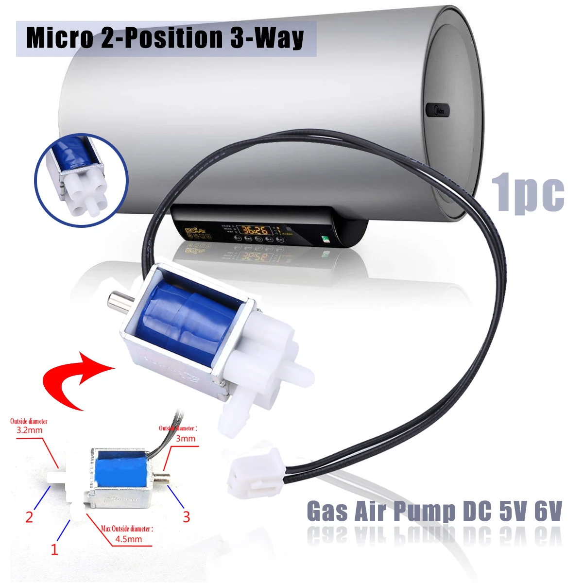

1Pc Micro Solenoid Valve 2 Positions 3 Way Small Electric Solenoid Valve For Gas Air Pump DC 5V 6V