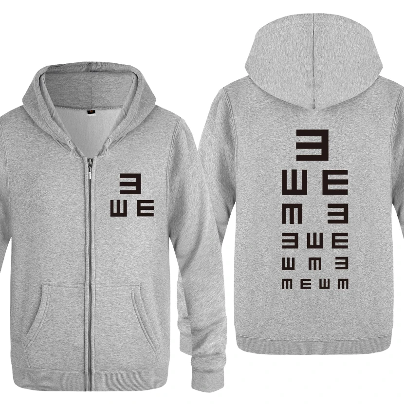Best Eye Chart Funny Creative Novelty Sweatshirts Men 2018 Mens Zipper Hooded Fleece Hoodies Cardigans