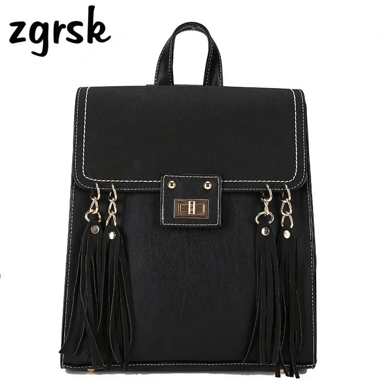 

Luxury Fashion Backpack Women Shoulder Bag Female Oil Leather Ladies Backpacks Travel Bag Rivet Rucksack Women's Bagpack Mochila