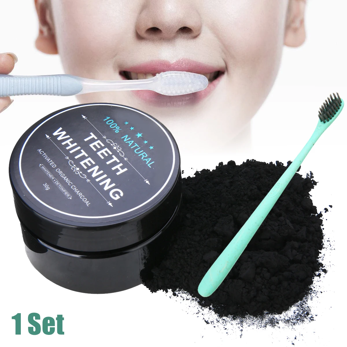 Mayitr 1 Set Carbon Coco Organic Activated Charcoal Teeth Whitening