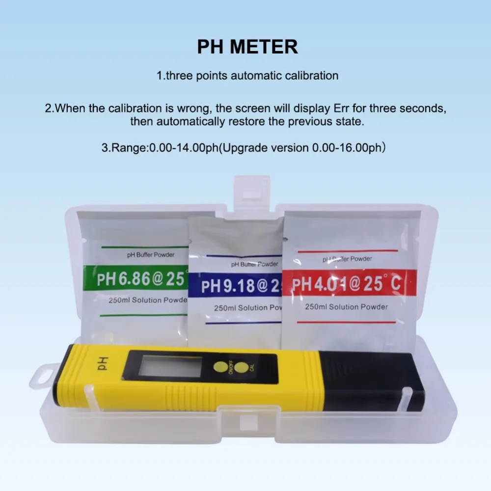 Yieryi Новое поступление портативный измеритель PH 0-16 00 ph 3 буфер мощности ручка