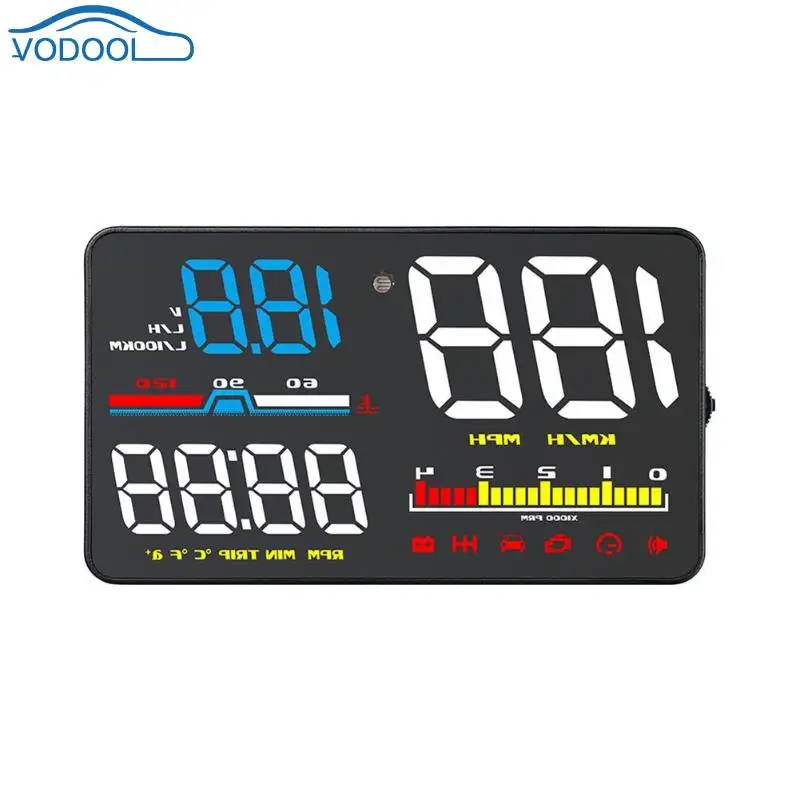 

5 Inch Color Screen Car HUD Head Up Display OBD2 OBDII Windshield Overspeed Warning System Electronic Voltage Alarm Projector