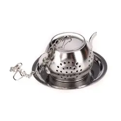 Нержавеющая сталь Чайный фильтр для заварки чайная ложка в форме чайника с лотком