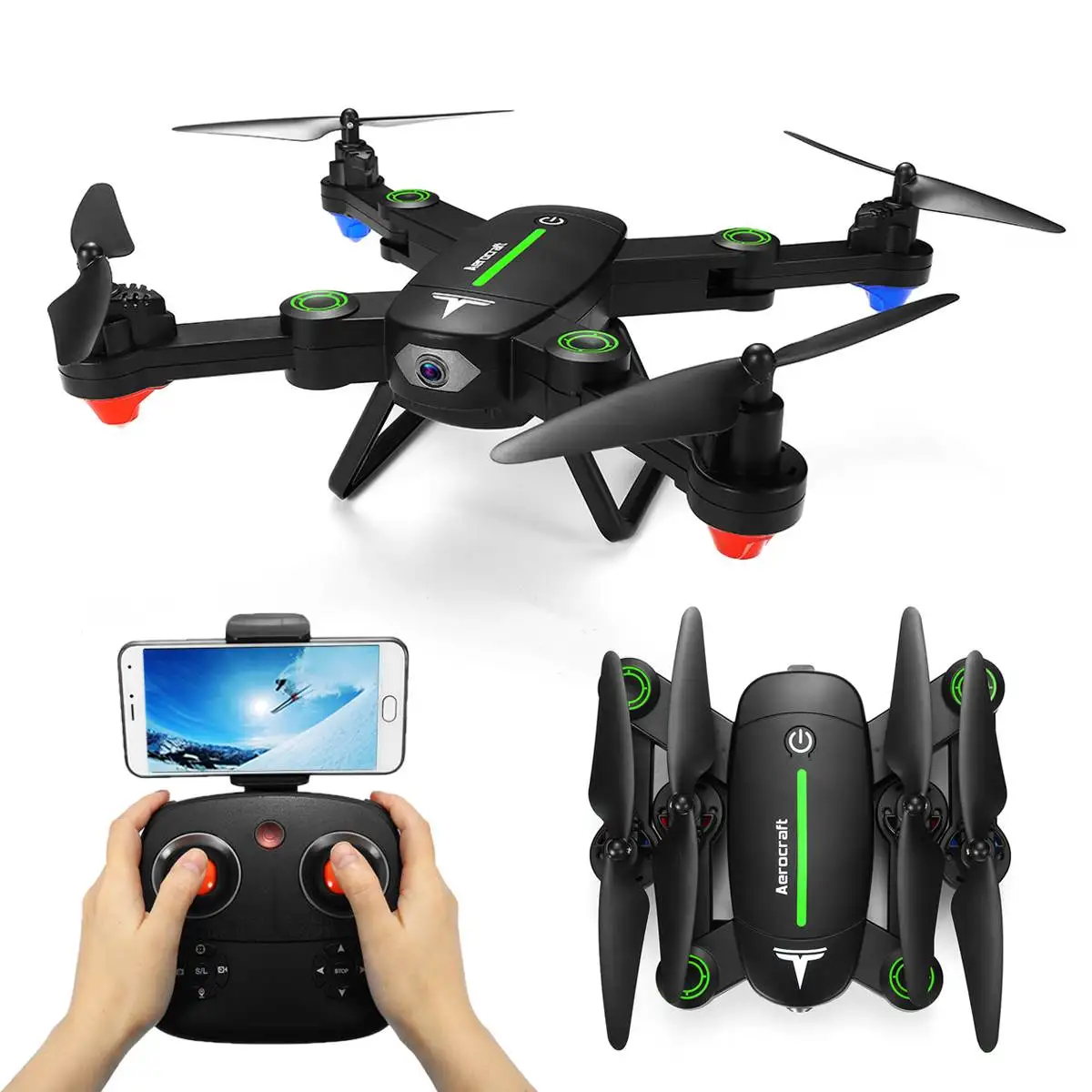 

RC HD Camera WIFI FPV Foldable Arm Drone Altitude Hold Quadcopter W/ 2MP Wide Angle Arm Small Travel Stable Flight Aerial Photo