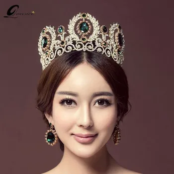 

Luxury Wedding Crown Queen Bridal Tiaras With Earrings Headband Wedding Diadem Accessories Hair Jewelry Ornaments for women