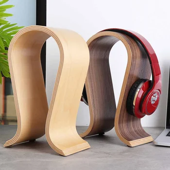 2 Colors U Shape Wood Headphone Stand Earphone Hanger Display Shelf Rack Bracket Desk Portable Earphone Accessories