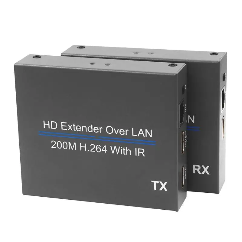 

200m HDMI Over IP Network Extender with IR 1080P HDMI RJ45 Transmitter Receiver Support CAT5E/6 LAN Network Splitter