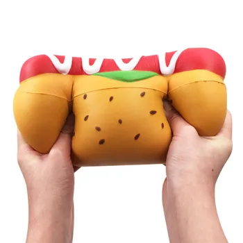 

Besegad Cute Jumbo Hot Dog Food Squishies Toy Slow Rising Squeeze Toys for Kids Adults Relieves Stress Anxiety