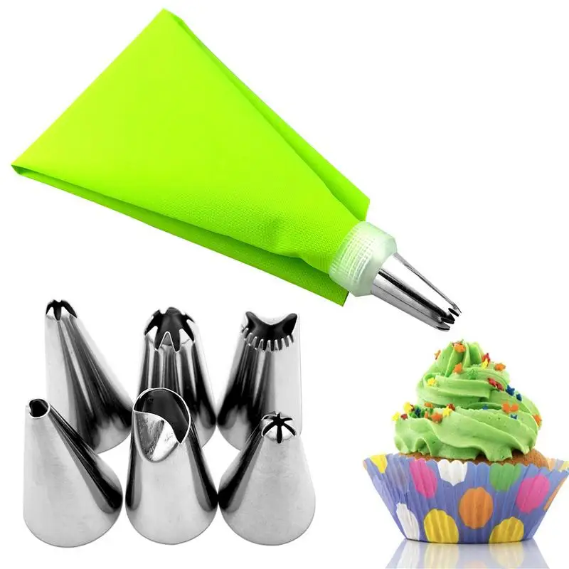

8Pcs/Set Russian Icing Piping Tips Silicone Icing Piping Cream Pastry Bag Stainless Steel Nozzle Set DIY Cake Decorating Tips