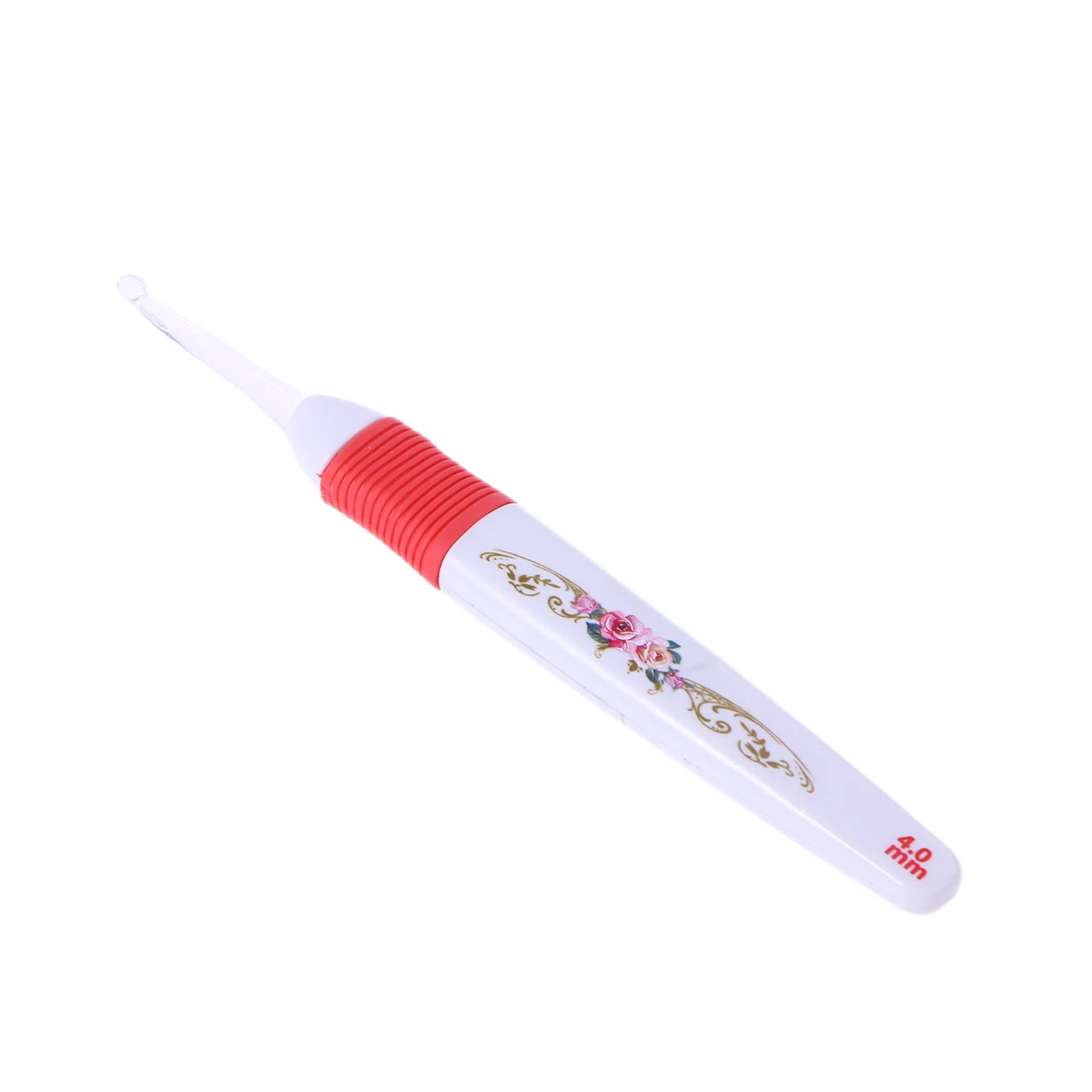 4,0 мм Led крючок освещенные вязальные крючки с эргономичными ручками с цветочным принтом набор для вязания крючком для суставов руки (белый)
