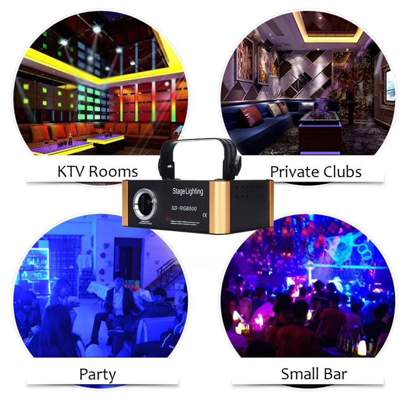 

CLAITE 20W 200 Patterns RGB Stage Laser Lighting Lamp DIY Pattern For SD Card Display Disco Laser Light Lamp For KTV Pub Party
