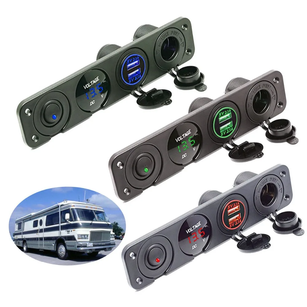 4 сторонняя розетка для автомобильного прикуривателя 4.2A USB зарядное устройство
