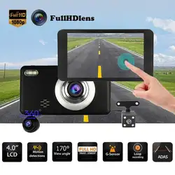 4,0 дюймов ips сенсорный экран FHD 1080P 3 объектив автомобиля dvr камера видео регистраторы ADAS g-сенсор регистраторы GA/1 м/2 м/3 м/5 м/8 м/10 м