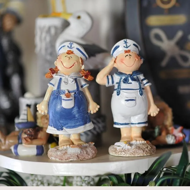 Mediterranean Resin Doll Navy Figurines Home Office Desk Decoration