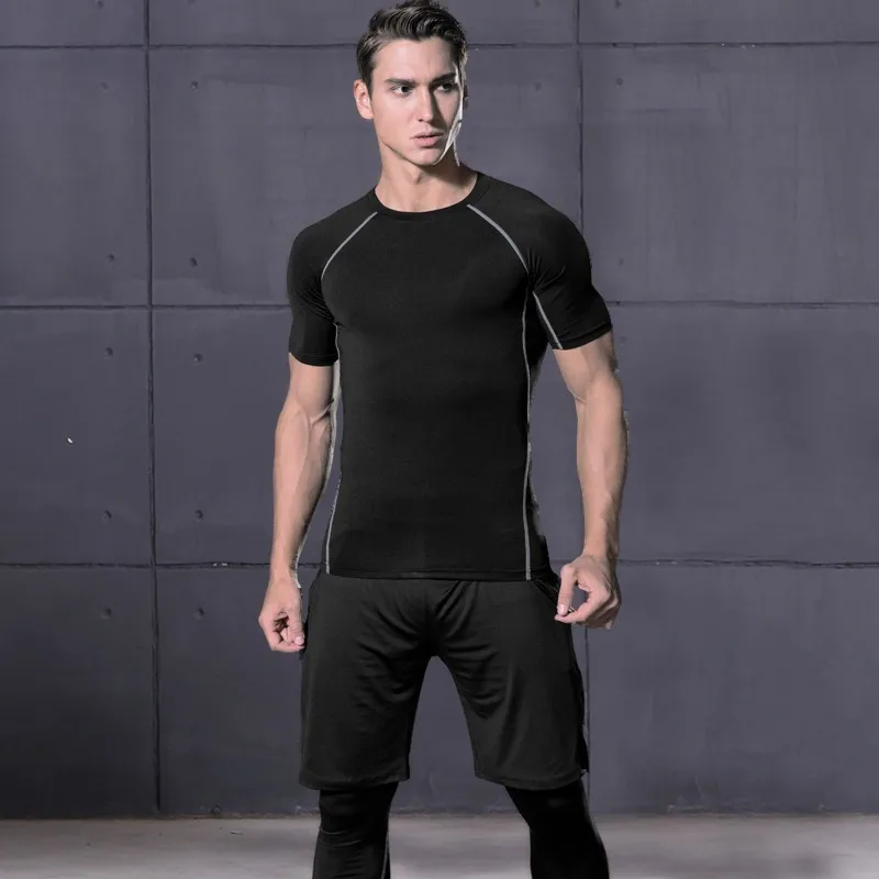 Koop REXCHI 6 stks set mannen Trainingspak Compressie Sport Pak Gym Fitness Kleding Running Jogging Sport Wear Training Workout Panty