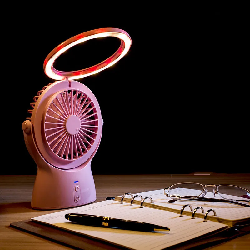 

Table Lamp Fan 1800mAh Power Bank USB Rechargeable New Portable Mini Cute Adjustable 3 Wind Multifunction for Girls Kids Gifts