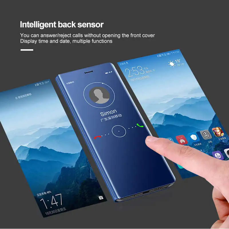 

For Huawei Honor 8X Honor 8X Max Case Business Smart Mirror PC View Flip cover Stand Case For Honor 8X Honor 8X Max Phone Cases