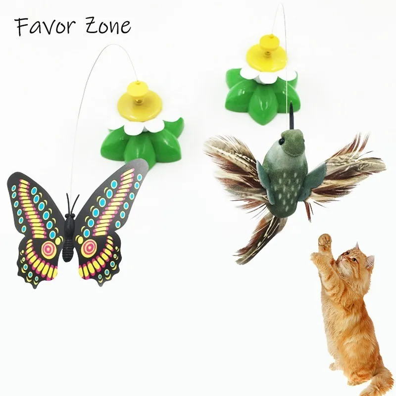 

New Funny Cat Toy Electric Rotating Butterfly Bird Toys For Cats Dogs Bottom Sucker Kitten Toy Cat Scratching Posts Cat Supplies