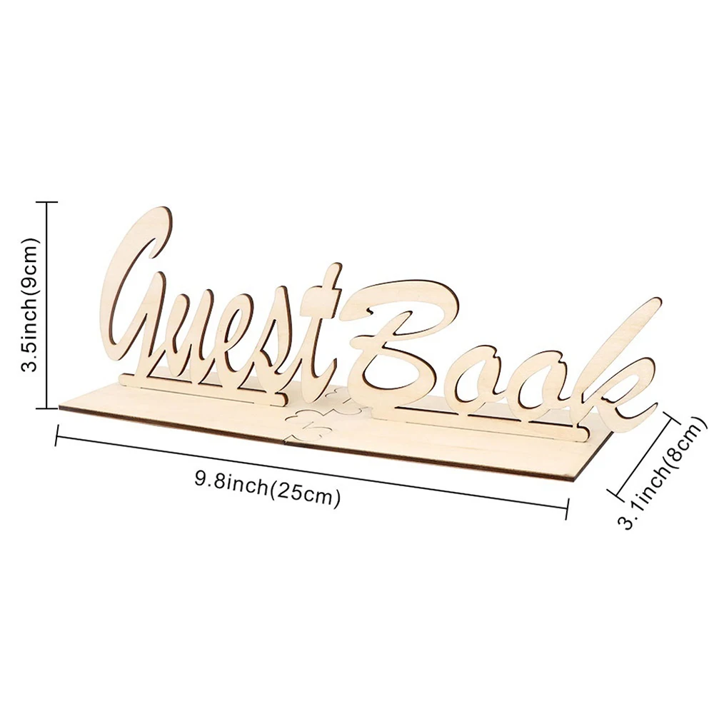 

1pc Wedding Guest Book Sign Board Rustic Wooden Wedding Decoration DIY Guest Sign-in Book Table Decoration Party Accessories